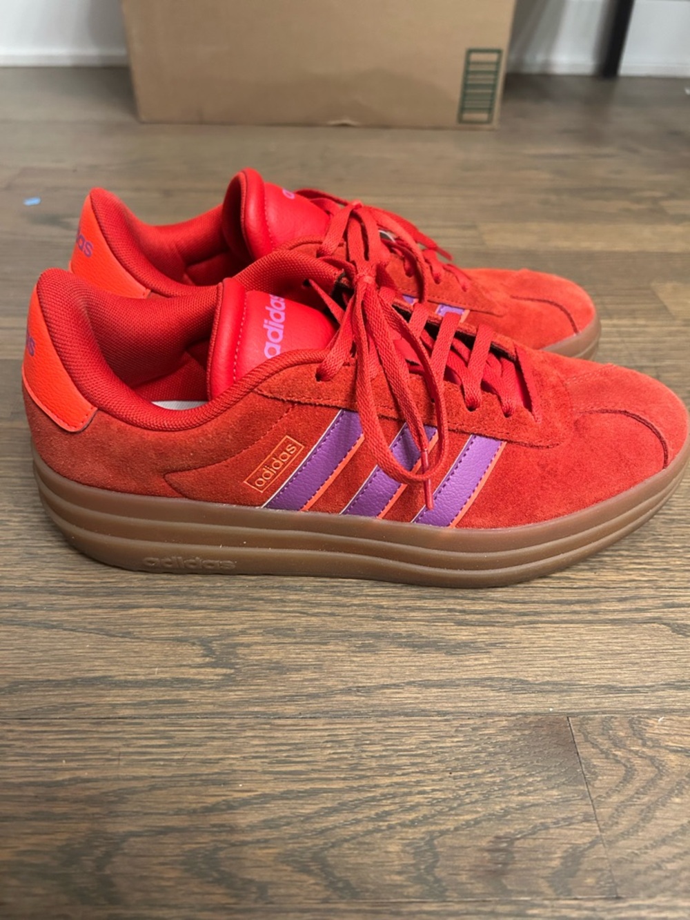 Adidas VL Court 3.0 Bold Platform Sneakers Red / Pink / Gum Women’s - Picture 12 of 14